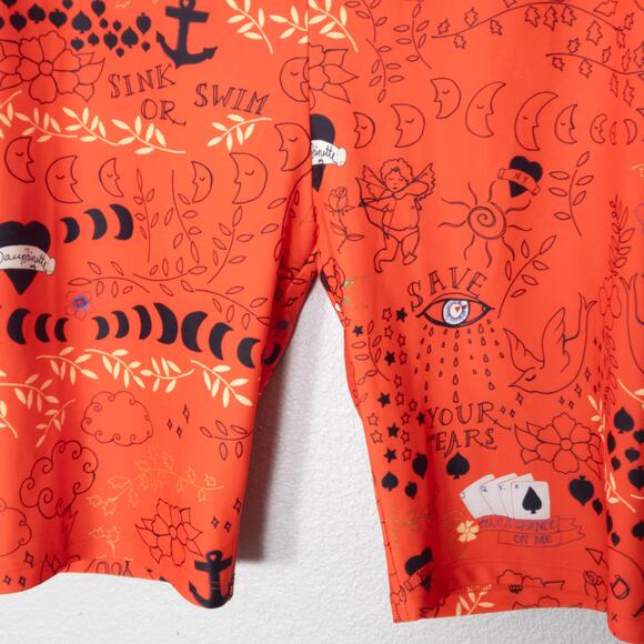 Dauphinette Printed Bike Shorts Orange Size L Athleisure Crafty Characters - Picture 4 of 7